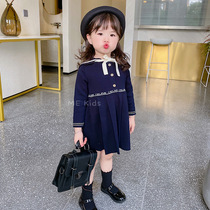 Girl Early Autumn Day Series Childrens Clothing Womens Knitted Dress Butterfly Knot Childrens Autumn Dress Skirt Child Princess Dress