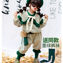 21 Autumn Winter New Knit Jacquard Suit Girl Needle Weaselwear Blouse Thicken Lace Pants Warm Sweater Fur Coat Foreign Air