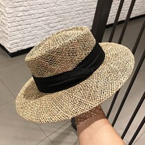 DILARA ROUJE Grass Knitted Flat Top Gift Hat Children European and American Wind Inslee Fashion Out Holiday Hollowed-out Sun Hat