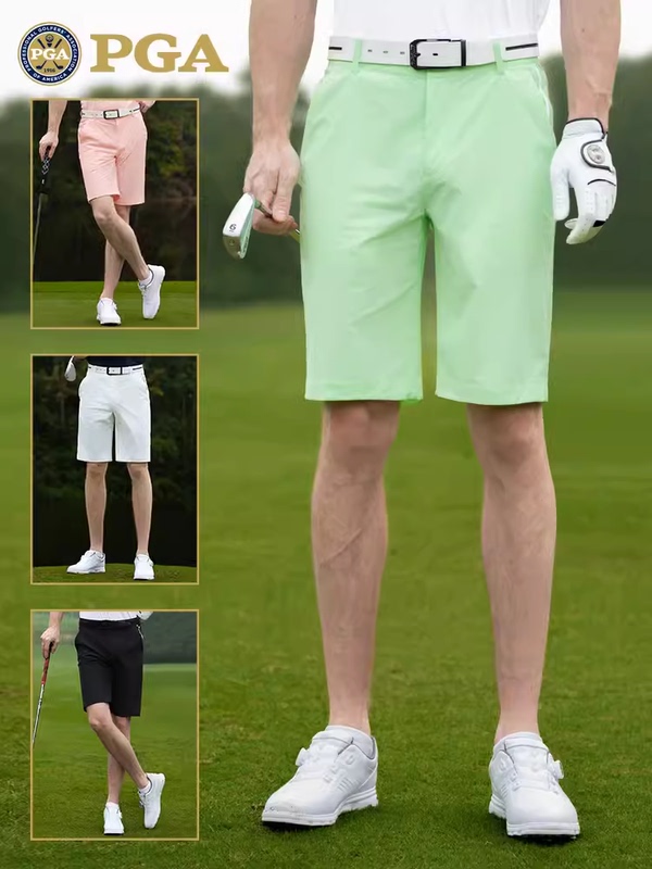 Pga Golf Shorts Men's Summer Waterproof Pants High-Elastic Fabric Cool and Breathable Golf Pants Fruit Green Pga Golf Shorts Men's Summer Waterproof Pants High-Elastic Fabric Cool and Breathable Golf Pants Fruit Green
