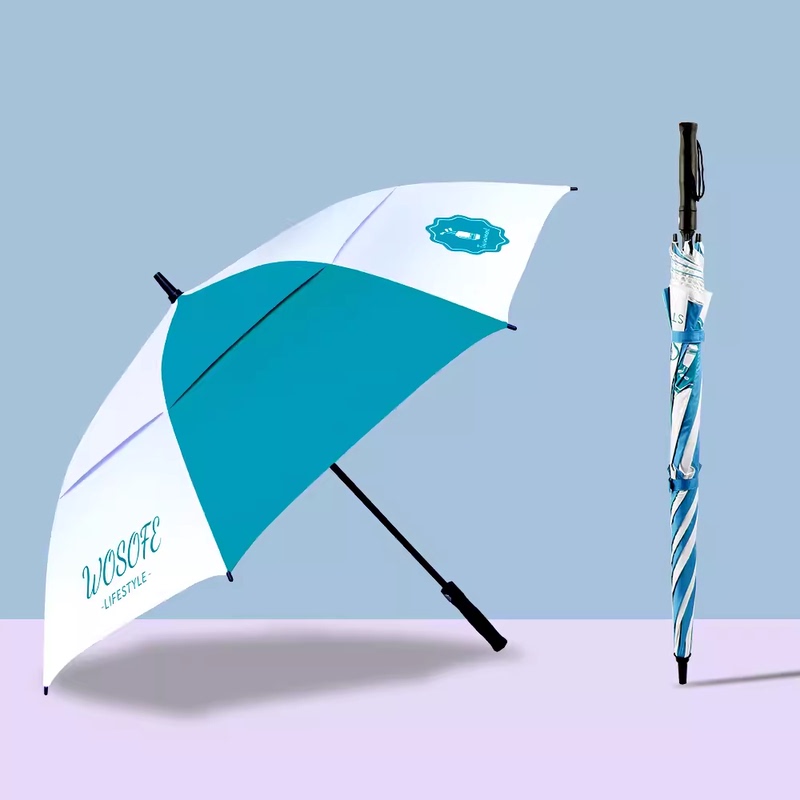 New Golf Long-Handled Umbrella, Sunshade, Storm-Resistant, Double-Layered, Large, Automatic, Reinforced, Ultra-Light Umbrella, Sunny and Rainy Umbrella