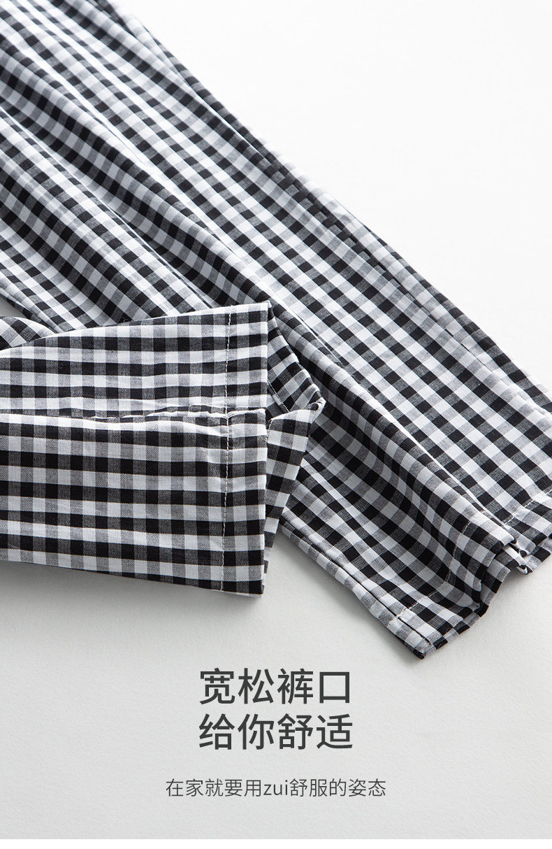 B повседневные свободные домашние брюки в клетку большого размера из чистого хлопка летние (4).jpg