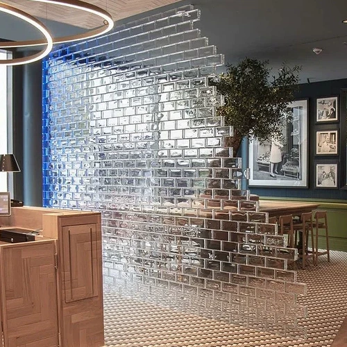 Фрукты сплошной кристаллический стеклянный кирпич прозрачный ледяной кристаллический рисунок Ультра -белый цвет ванной комнаты Полово распределение настенный экран экран