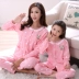 Mùa xuân và mùa thu đồ ngủ cha mẹ con gái cotton dài tay phục vụ nhà phù hợp với mùa hè cô gái lớn trẻ em mẹ và con gái gia đình mặc Bộ Pajama