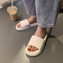 Fine strip Hong Kong wind Net red ins trendy shoes male wild pine cake platform students wear sandals and slippers female Summer Lovers shoes