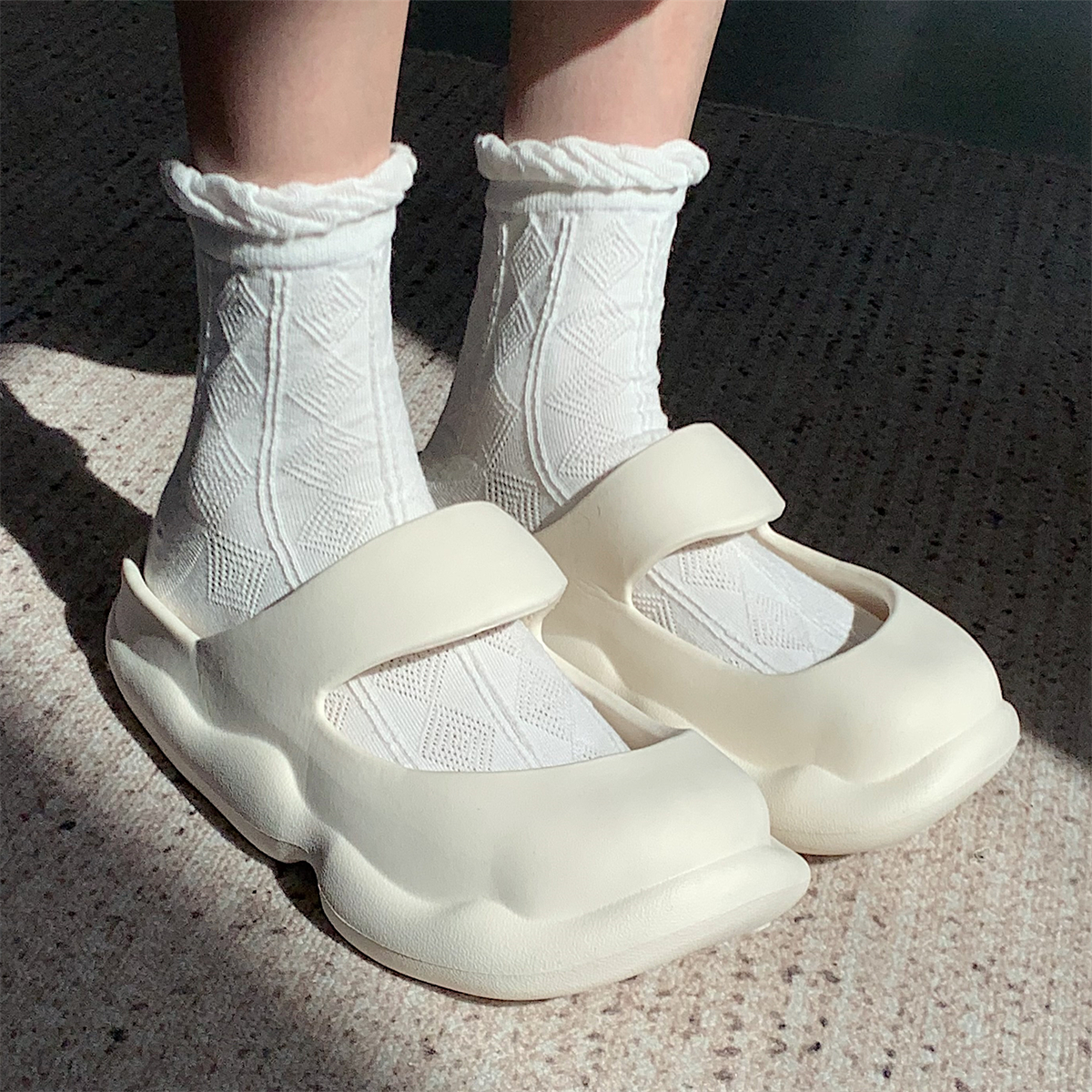 Fine Thin Strips Han Edition Retro Fashion Mary Rare Slippers Women Spring Summer Students Cute Baotou Sandals Sandals Beach Shoes