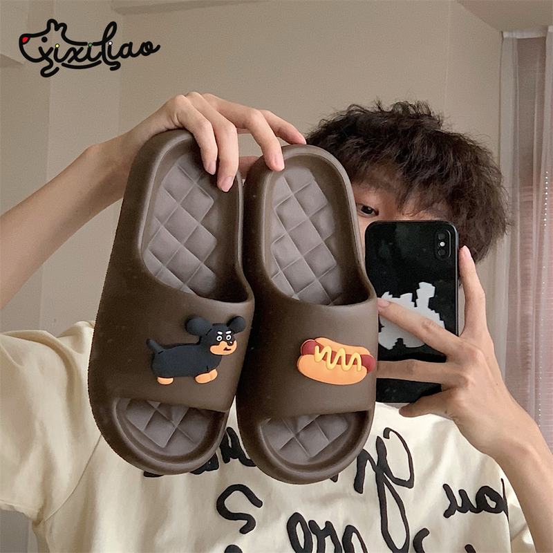 Thin Straps Men's Fashion Casual Outdoor Cartoon Slippers Women's Summer Fun Dog Couple Indoor Slippers