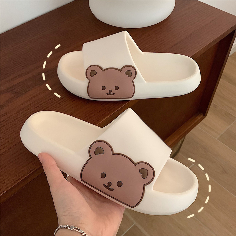 Thin Strap Slippers for Women, Summer Korean Style, Cute Cartoon Design, Suitable for Indoor and Outdoor Use, Non-Slip, Odor-Resistant, Thick-Soled Sandals with a Soft Stepping Feel