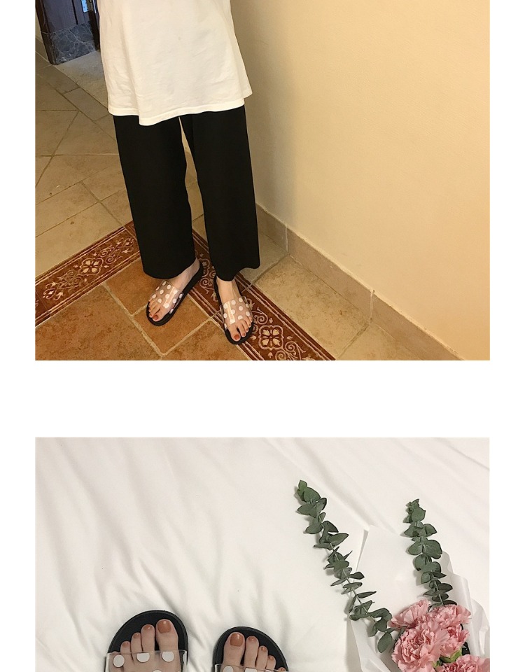 Phiên bản Hàn Quốc của ulzzang dép trong suốt mùa hè nữ mặc phẳng giản dị học sinh sang trọng dễ thương giày dép