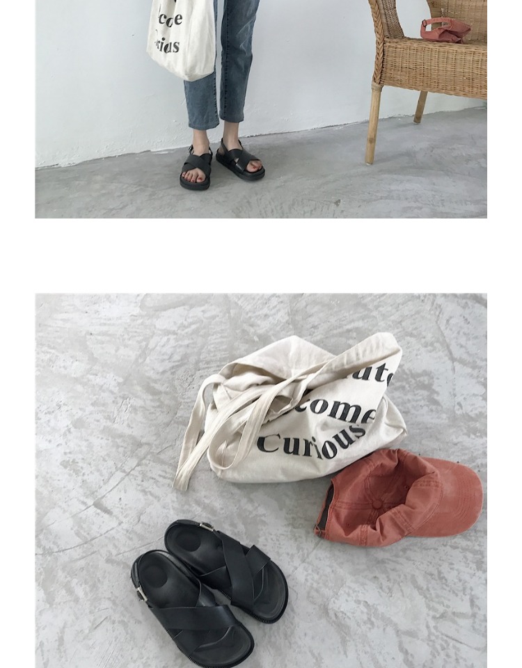 Giày đế bệt đế bệt đế bằng gió quai ngang 2018 hè mới muffin dày đáy đen Martin sandal triều bitis sandal nữ