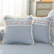 Home washed cotton pastoral solid color throw pillowcase sofa cushion cushion pillow home fabric office car throw pillow