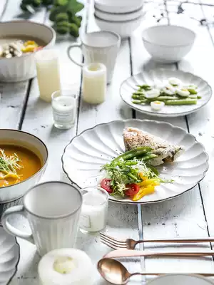 Nordic creative ceramic dishes set one person to eat simple tableware plate plate household Bowl eating personalized Bowl plate