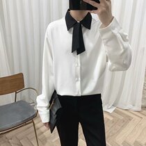 Non-iron shirt men long sleeve spring and autumn Korean trend ins fashion handsome shirt retro casual Joker top