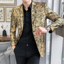 2020 Autumn men trend large size single West casual suit table performance stage bronzing suit suit slim top coat coat