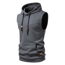 Euroversion mens style Lianhood sweatshirt sleeveless pure knitted hoodie hooded sweatshirt jacket with loose waistcoat large size coat