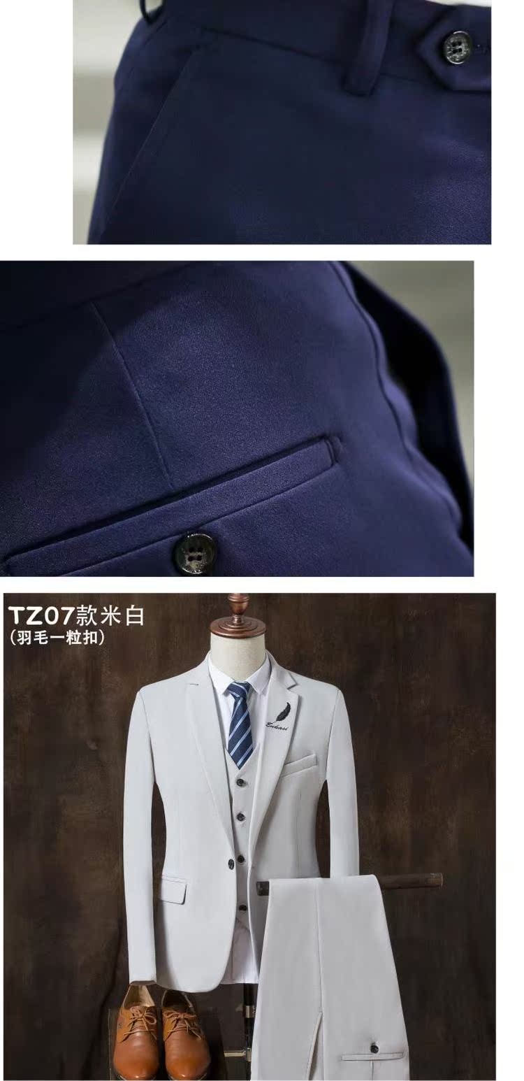 Bốn mùa nam công sở tốt nghiệp nam phù hợp với ba mảnh thêu đám cưới phù hợp với nam một nút váy quần sooc nam