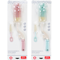 Yuebo nylon bottle brush 360 degree rotating baby pacifier brush set Baby cup brush bottle brush combination