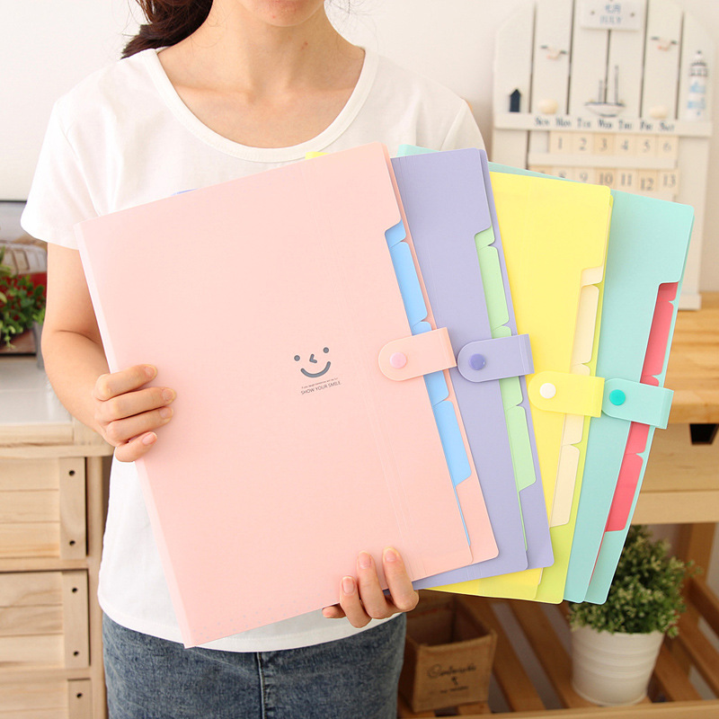 Folder 5 Entrance Document Bag Multilayer Inserts of Information Book Clips Multi-Position Screens Bag A4 Containing Student Office Stationery