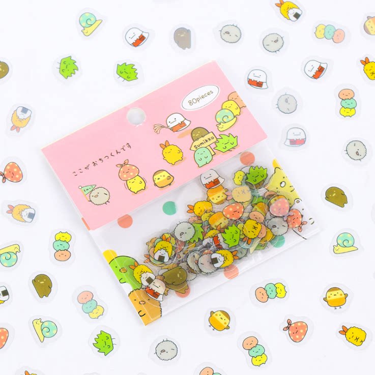 Day Korea Creative cartoon Sticker Student Post Paper Bag DIY Handbill Perimeter Cute phone decoration with 80 pieces in