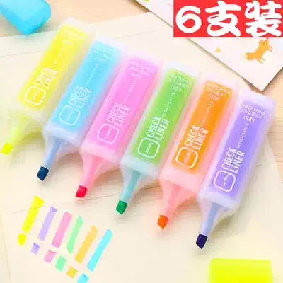 Fluorescent pen marking pen student stationery color pen set of 6-set marker pen rough key light brush brush