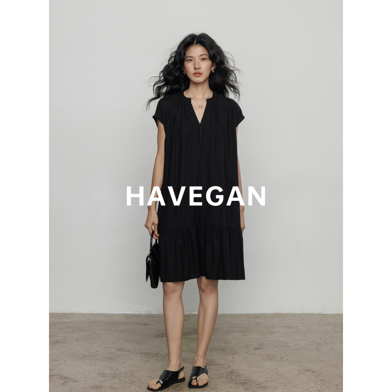 Havegan/Summer V-Neck Short-Sleeve Linen Dress for Women, Casual Vacation Shirt Dress, Relaxed Short Dress Havegan/Summer V-Neck Short-Sleeve Linen Dress for Women, Casual Vacation Shirt Dress, Relaxed Short Dress