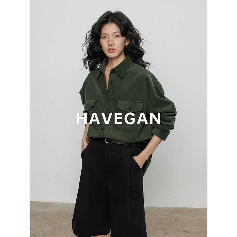 Havegan/Winter Corduroy Long Sleeve Vintage Shirt for Women Layered Old Money Style Loose Lazy Top Havegan/Winter Corduroy Long Sleeve Vintage Shirt for Women Layered Old Money Style Loose Lazy Top
