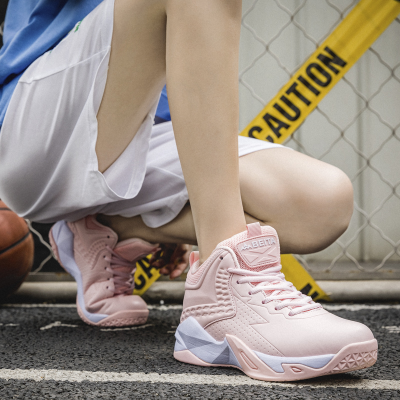 Beita New Basketball Shoes for Women, High-Top Outdoor Men's Sneakers, Non-Slip, Versatile, Pink, Large Size Women's Sports Shoes for Actual Play Beita New Basketball Shoes for Women, High-Top Outdoor Men's Sneakers, Non-Slip, Versatile, Pink, Large Size Women's Sports Shoes for Actual Play