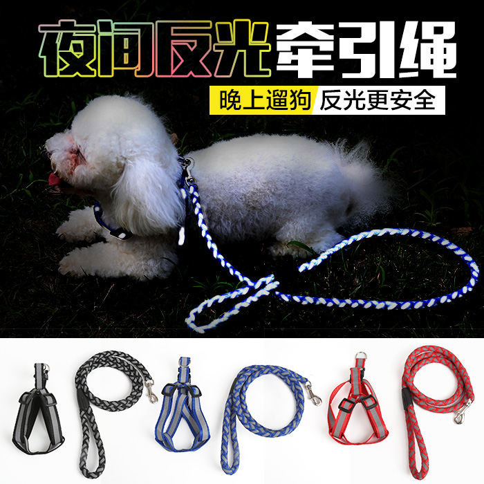Pet Traction Rope Teddy Golden Dog Reflective Bottle Strap Dog Rope at Night Walk Dog Safety Rope