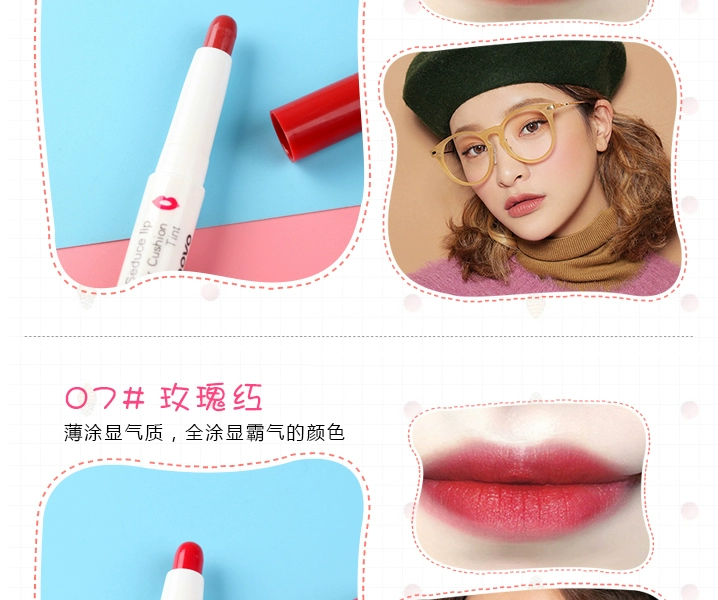 Double head cushion lipstick lipstick RD01 màu dán màu giữ ẩm lâu bền cắn môi trang điểm mờ môi son môi