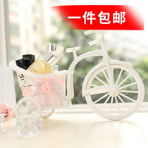 Mini tricycle rattan wheel car pendulum imitation flower set photo photography background cloth decoration shooting props