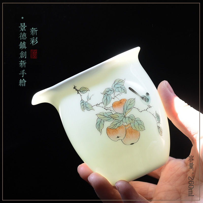 Jingdezhen ceramic fair keller hand - made painting of flowers and birds kung fu tea set orchid apple, cherry and a cup of tea is tea sea