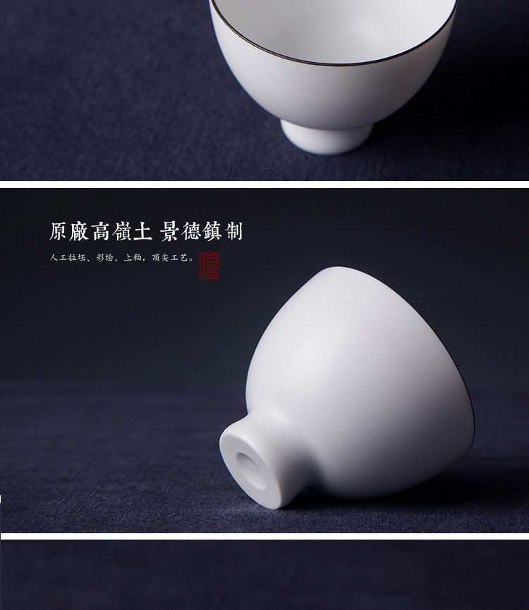 Fat white matte enrolled sample tea cup jingdezhen all checking ceramic cups matte enrolled white people master cup single cup cup
