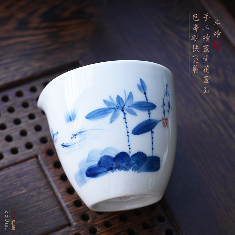 Hundred hong hand - made ceramic tea set fair keller blue and white porcelain lotus tea accessories dehua white porcelain device and a cup of tea