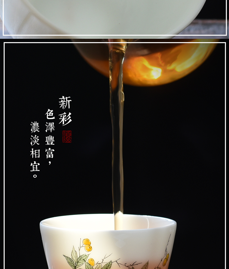 Màu mới 茗 cup teacup Jingdezhen bộ gốm sứ ngọc bích bùn lựu vẽ tay 枇杷 桃 đào chủ cốc đơn - Trà sứ bình ủ trà giữ nhiệt