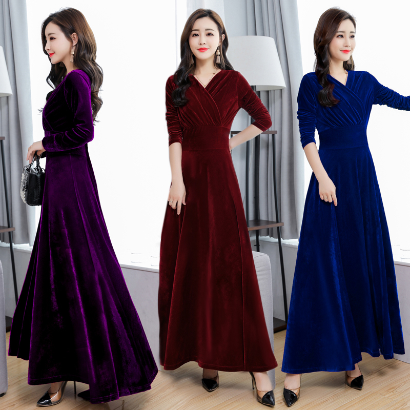2026 Spring, Autumn and Winter New Style Velvet Dress for Women, Elegant and Stylish Long Sleeve High-End Dress
