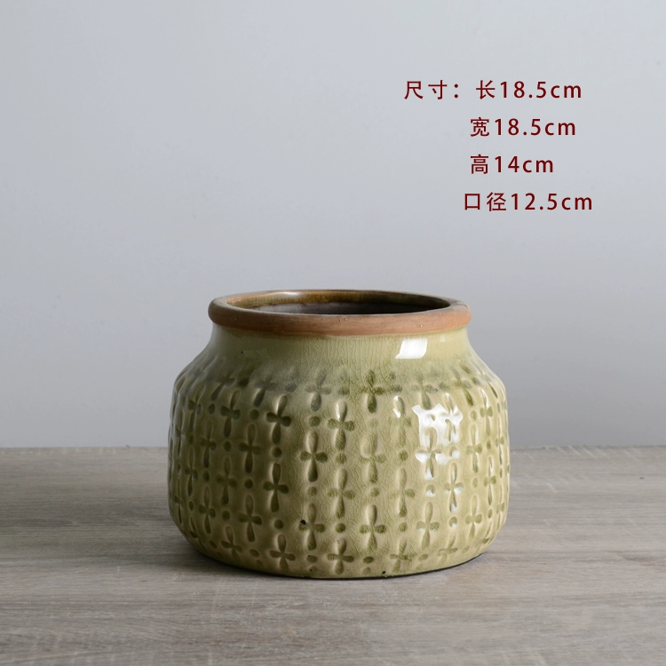 New Bắc Mỹ retro nứt đá cũ đồ trang trí trong chậu trang trí sân vườn khô bình gốm gốm - Vase / Bồn hoa & Kệ