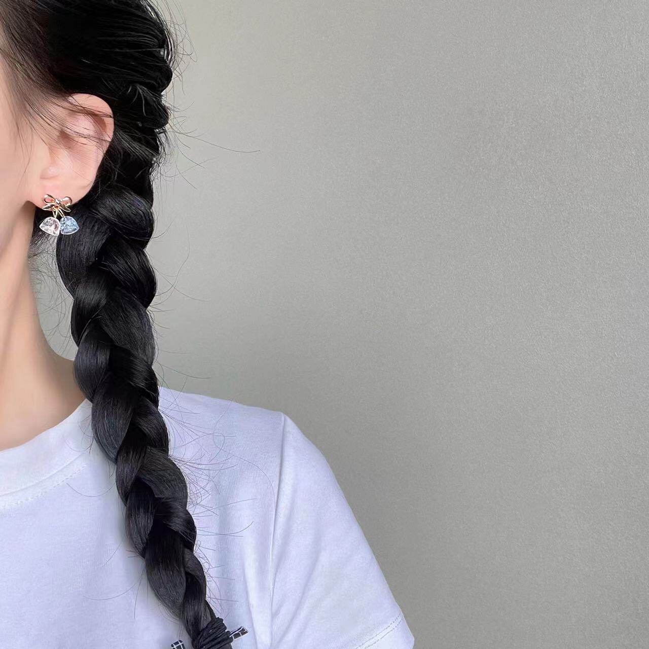 Glass crystal bell bow earrings (Pair pack)