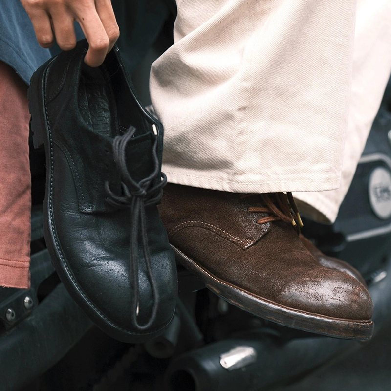 Very Material! Cordovan Derby Handmade Goodyear Retro Derby Leather Shoes