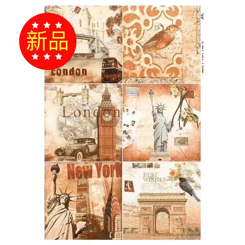 Spot new antique flower brick printing retro style corner flower fashion trend casual all-match decoration cartoon character
