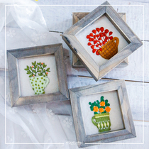 Wool felt embroidery potted pot poke poke music Plant painting Handmade DIY gift photo frame ornament 