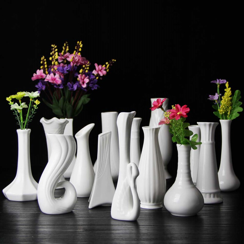 Small Ceramic Vase, Ceramic Hydroponic Vase, White Dried Flower Arrangement, Home Decoration Flower Vessel, Creative Table Decoration