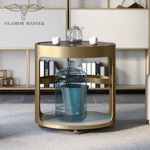 Light luxury round tea table household small tea table kettle integrated movable tea car living room tea cabinet rock board tea table