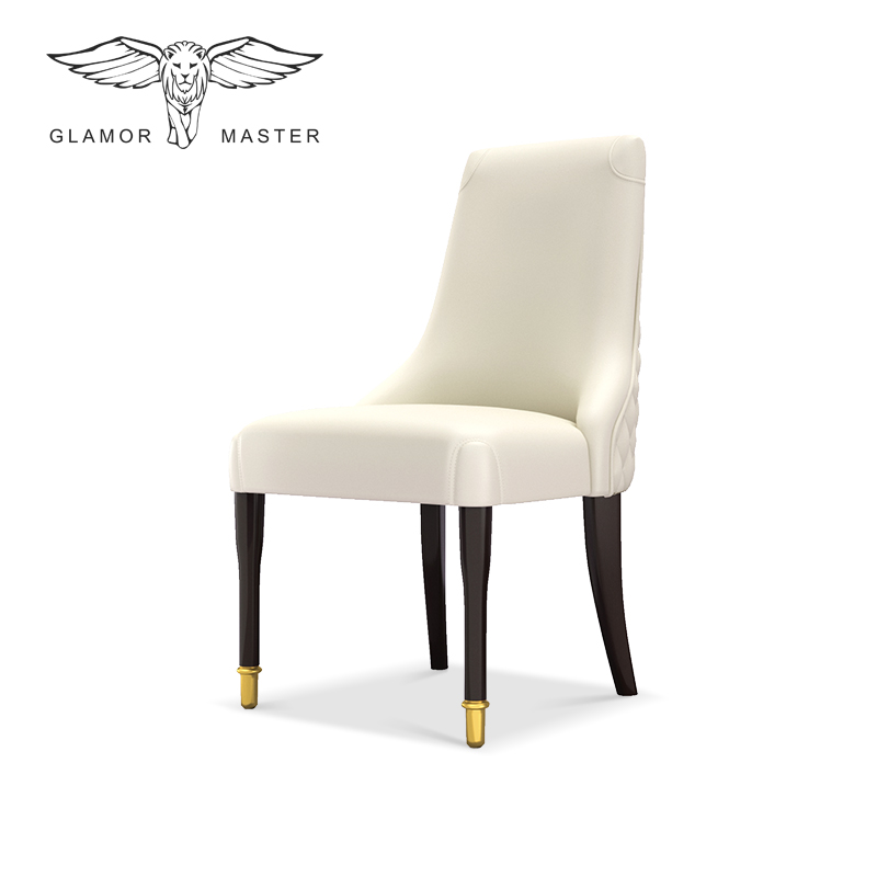 Glamour Master Modern Light Lavish Dining Chair Ideostyle Genuine Leather Bookchair Solid Wood Chair Villa Furniture Combination H209