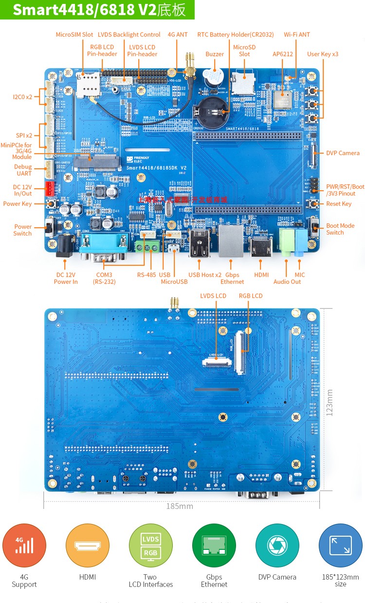 Friendly smart4418 smart6818 baseboard som-RK3399 baseboard baseboard expansion board rk3399
