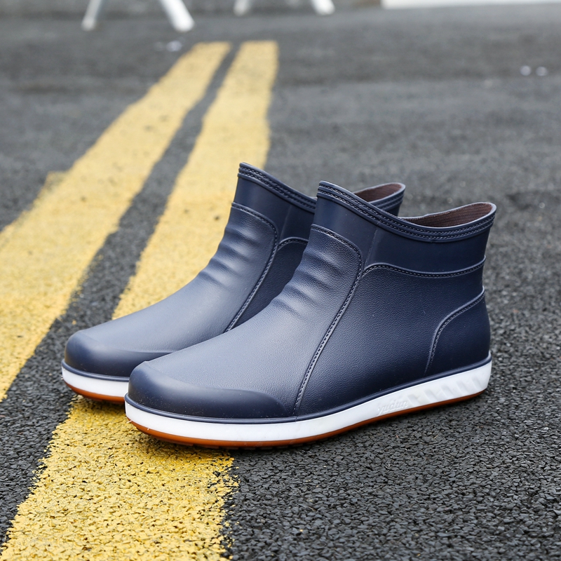 2021 men's rain boots tendon bottom non-slip rain boots mid-tube trend outer wear rubber boots youth water shoes Korean water boots