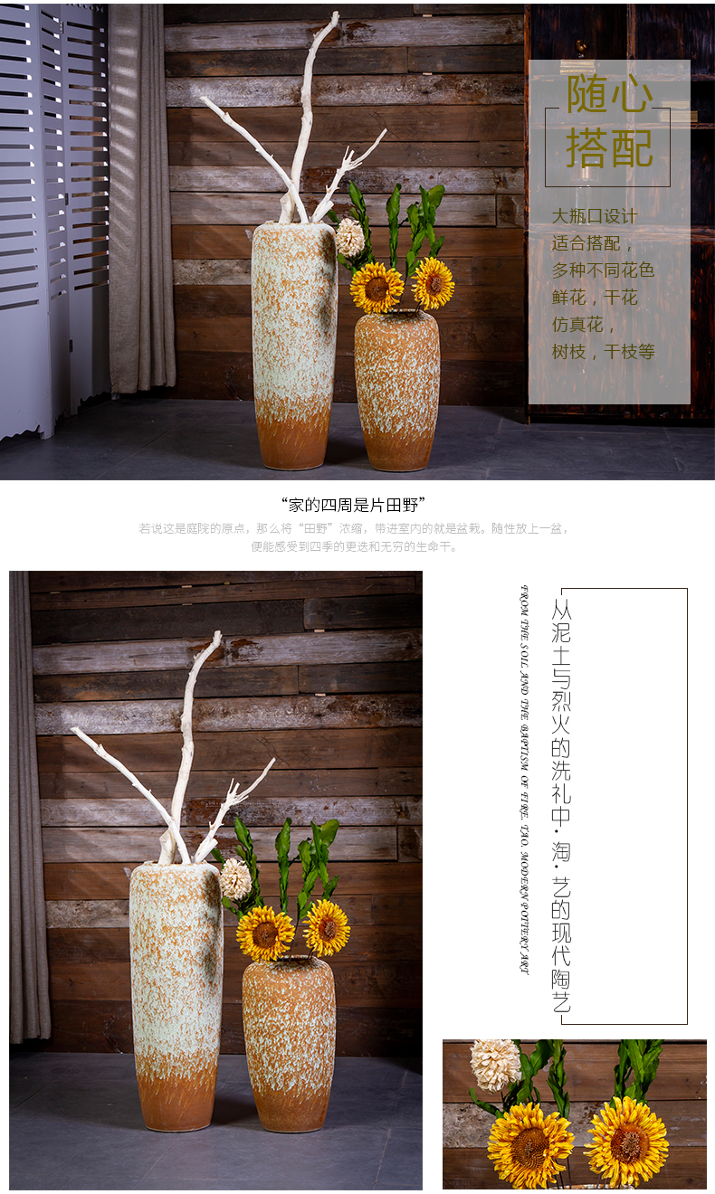 Jingdezhen coarse pottery vases, ceramic for restoring ancient ways is the old Japanese European - style flower arranging dried flowers sitting room be born creative furnishing articles