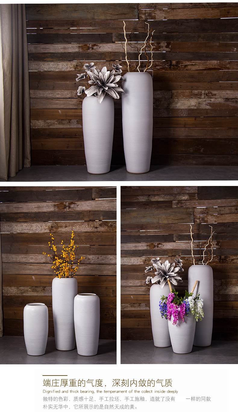 Jingdezhen ceramic large vases, flower arrangement sitting room place I and contracted white checking pottery landing big flower pot