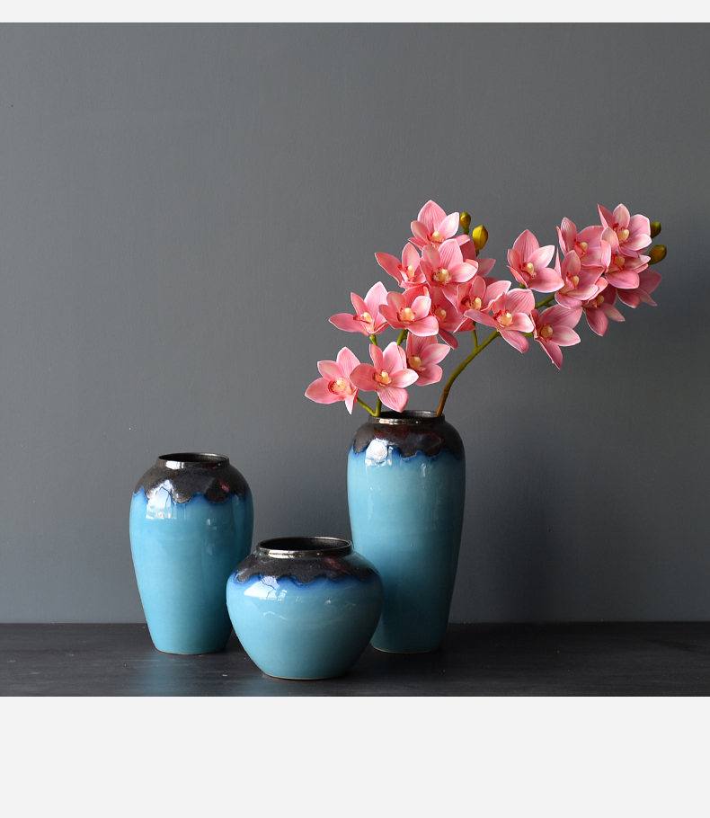 The New Chinese jingdezhen ceramic vase mesa blue glaze up sitting room place the dried flower decoration suit to decorate