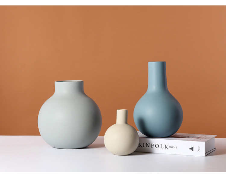 Morandi color I and contracted ceramic vase place to live in the living room table Nordic soft adornment, the dried flowers