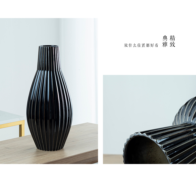 Mesa of ceramic vase European classical flower arranging furnishing articles contracted sitting room creative black geometry, the dried flower decoration